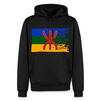 Drapeau Imazighen Amazigh Berbère Rif Kabylie - Sweat à capuche Premium bio Homme - noir - Devant - Nico (187cm)