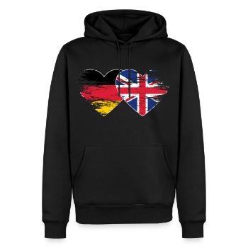 Deutschland Großbritannien Flagge used Herz - Männer Premium Bio Hoodie - Schwarz - Vorne - Nico (187cm)