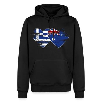Griechenland Australien Flagge used Herz - Männer Premium Bio Hoodie - Schwarz - Vorne - Nico (187cm)