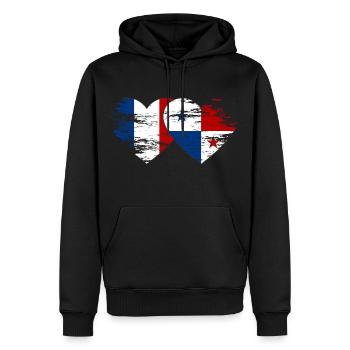 France Cœur de drapeau du Panama utilisé - Sweat à capuche Premium bio Homme - noir - Devant - Nico (187cm)