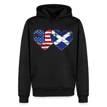 Cœur de drapeau des États-Unis d’Écosse utilisé - Sweat à capuche Premium bio Homme - noir - Devant - Nico (187cm)