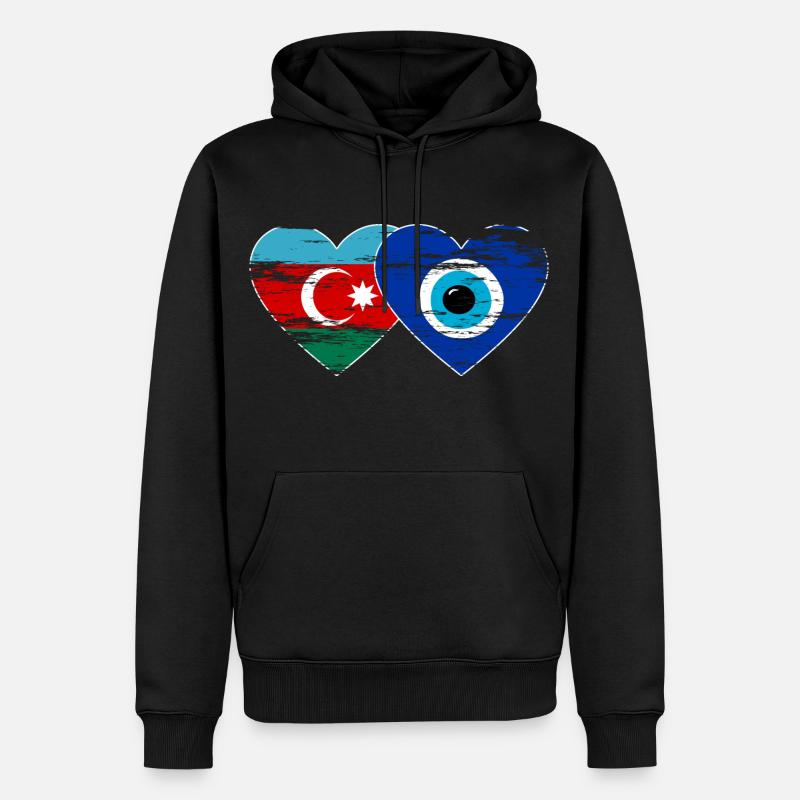 Azerbaïdjan Nazar drapeau perlé utilisé - Sweat à capuche Premium bio Homme - noir