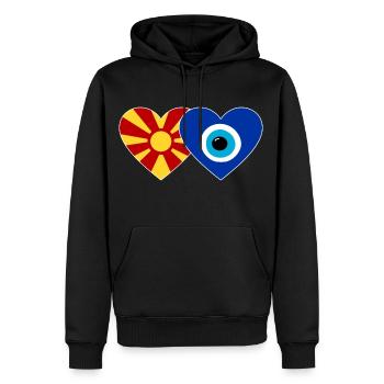 Mazedonien Nazarperle Flagge - Männer Premium Bio Hoodie - Schwarz - Vorne - Nico (187cm)