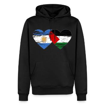 Argentine Palestine Drapeau Coeur - Sweat à capuche Premium bio Homme - noir - Devant - Nico (187cm)