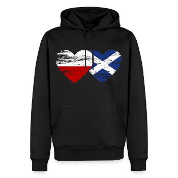 Pologne Ecosse drapeau coeur utilisé - Sweat à capuche Premium bio Homme - noir - Devant - Nico (187cm)