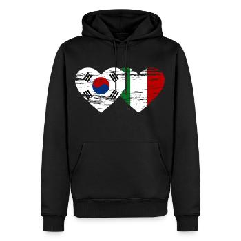 Corée du Sud Italie Drapeau Coeur Utilisé - Sweat à capuche Premium bio Homme - noir - Devant - Nico (187cm)