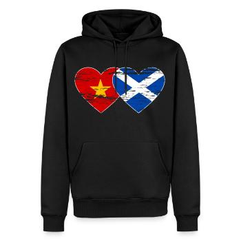 Viêt Nam Ecosse drapeau coeur utilisé - Sweat à capuche Premium bio Homme - noir - Devant - Nico (187cm)