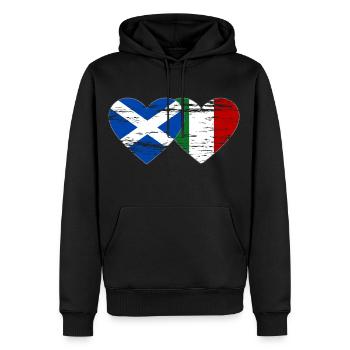 Ecosse Italie Drapeau Coeur Utilisé - Sweat à capuche Premium bio Homme - noir - Devant - Nico (187cm)