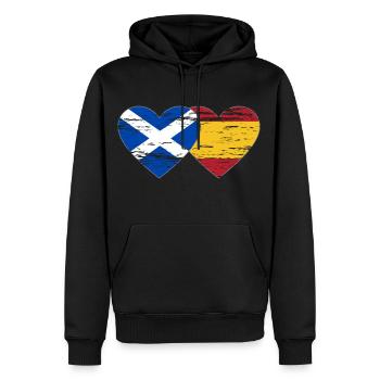 Ecosse Espagne Drapeau Coeur Utilisé - Sweat à capuche Premium bio Homme - noir - Devant - Nico (187cm)