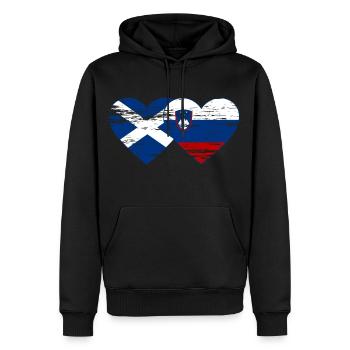 Ecosse Slovénie drapeau coeur utilisé - Sweat à capuche Premium bio Homme - noir - Devant - Nico (187cm)