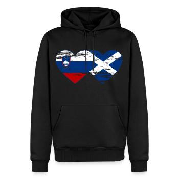 Slowenien Schottland Flagge Herz used - Männer Premium Bio Hoodie - Schwarz - Vorne - Nico (187cm)