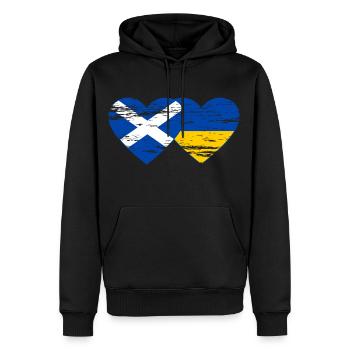 Ecosse Ukraine drapeau coeur utilisé - Sweat à capuche Premium bio Homme - noir - Devant - Nico (187cm)