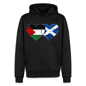 Palestine Ecosse drapeau coeur utilisé - Sweat à capuche Premium bio Homme - noir - Devant - Nico (187cm)