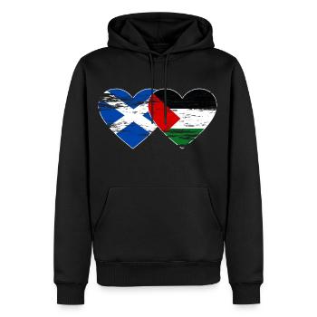 Ecosse Palestine drapeau coeur utilisé - Sweat à capuche Premium bio Homme - noir - Devant - Nico (187cm)