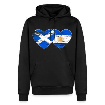 Ecosse Argentine Drapeau Coeur Utilisé - Sweat à capuche Premium bio Homme - noir - Devant - Nico (187cm)