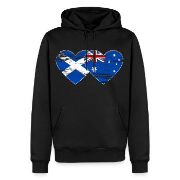 Schottland Australien Flagge Herz used - Männer Premium Bio Hoodie - Schwarz - Vorne - Nico (187cm)
