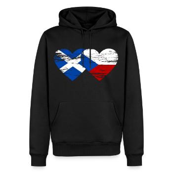 Ecosse République Tchèque Drapeau Coeur Utilisé - Sweat à capuche Premium bio Homme - noir - Devant - Nico (187cm)
