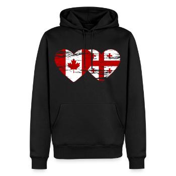 Coeur de drapeau du Canada Géorgie utilisé - Sweat à capuche Premium bio Homme - noir - Devant - Nico (187cm)