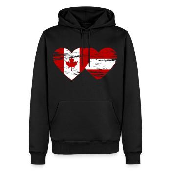 Coeur de drapeau Canada Autriche utilisé - Sweat à capuche Premium bio Homme - noir - Devant - Nico (187cm)