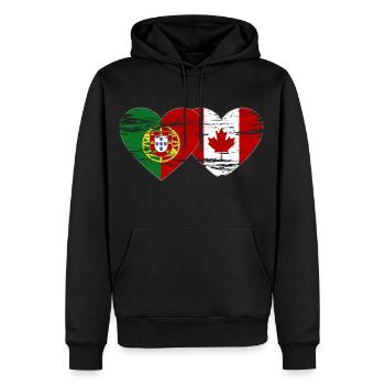 Coeur de drapeau du Portugal Canada utilisé - Sweat à capuche Premium bio Homme - noir - Devant - Nico (187cm)