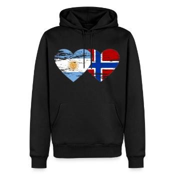 Argentine Norvège drapeau coeur utilisé - Sweat à capuche Premium bio Homme - noir - Devant - Nico (187cm)