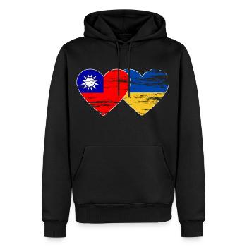 Taïwan Ukraine Drapeau utilisé - Sweat à capuche Premium bio Homme - noir - Devant - Nico (187cm)