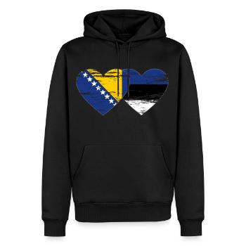 Bosnie Estonie drapeau coeur utilisé - Sweat à capuche Premium bio Homme - noir - Devant - Nico (187cm)