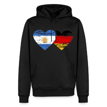 Argentine Allemagne Drapeau Coeur Utilisé - Sweat à capuche Premium bio Homme - noir - Devant - Nico (187cm)
