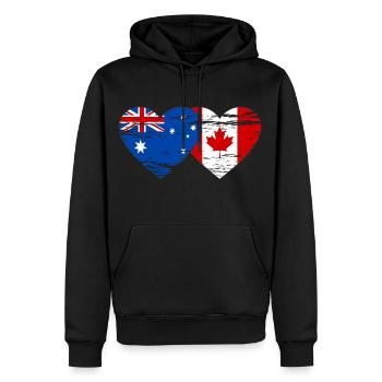 Australien Kanada Flagge Herz used - Männer Premium Bio Hoodie - Schwarz - Vorne - Nico (187cm)