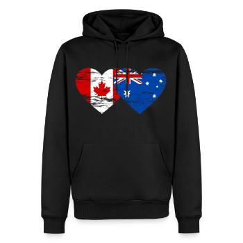 Kanada Australien Flagge Herz used - Männer Premium Bio Hoodie - Schwarz - Vorne - Nico (187cm)