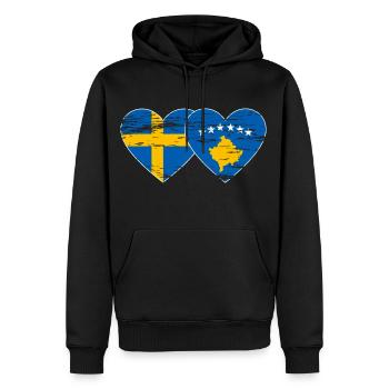 Schweden Kosovo Flagge used - Männer Premium Bio Hoodie - Schwarz - Vorne - Nico (187cm)