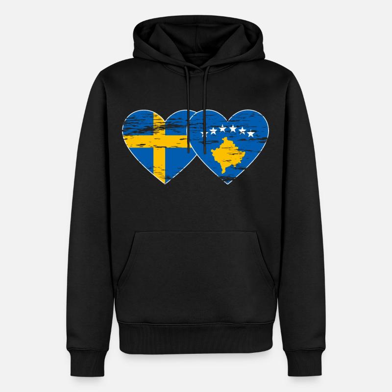Suède Kosovo Drapeau utilisé - Sweat à capuche Premium bio Homme - noir