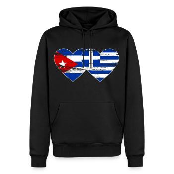Cuba Grèce Drapeau Coeur Utilisé - Sweat à capuche Premium bio Homme - noir - Devant - Nico (187cm)