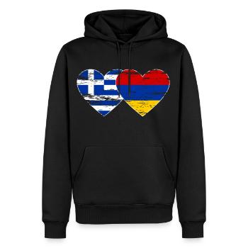 Griechenland Armenien Flagge Herz used - Männer Premium Bio Hoodie - Schwarz - Vorne - Nico (187cm)