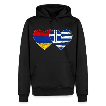 Armenien Griechenland Flagge Herz used - Männer Premium Bio Hoodie - Schwarz - Vorne - Nico (187cm)