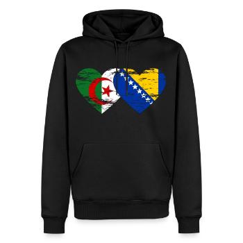 Algérie Bosnie drapeau coeur utilisé - Sweat à capuche Premium bio Homme - noir - Devant - Nico (187cm)