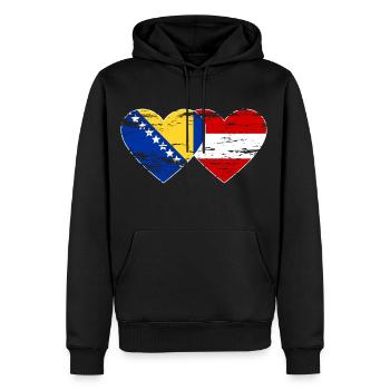 Bosnie Autriche Drapeau Coeur utilisé - Sweat à capuche Premium bio Homme - noir - Devant - Nico (187cm)