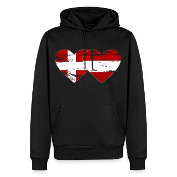 Denmark Austria Flag Heart Used - Men’s Premium Organic Hoodie - black - Front - Nico (187cm)