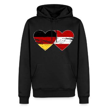 Deutschland Österreich Flagge Herz used - Männer Premium Bio Hoodie - Schwarz - Vorne - Nico (187cm)