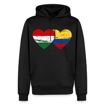 Hongrie Colombie drapeau coeur utilisé - Sweat à capuche Premium bio Homme - noir - Devant - Nico (187cm)