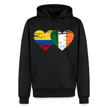 Colombie Irlande drapeau coeur utilisé - Sweat à capuche Premium bio Homme - noir - Devant - Nico (187cm)