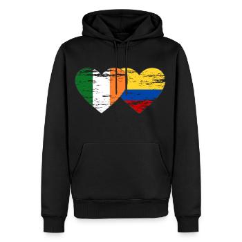 Irlande Colombie drapeau coeur utilisé - Sweat à capuche Premium bio Homme - noir - Devant - Nico (187cm)