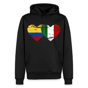 Colombie Italie Drapeau Coeur Utilisé - Sweat à capuche Premium bio Homme - noir - Devant - Nico (187cm)