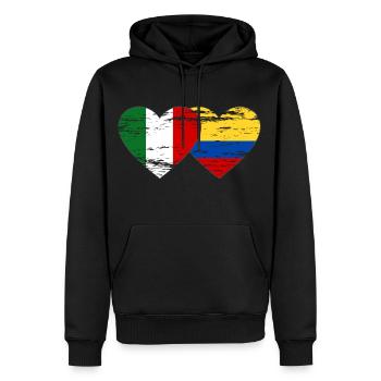 Italie Colombie Drapeau Coeur - Sweat à capuche Premium bio Homme - noir - Devant - Nico (187cm)