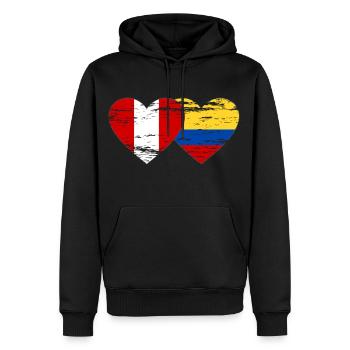 Peru Kolumbien Flagge Herz used - Männer Premium Bio Hoodie - Schwarz - Vorne - Nico (187cm)