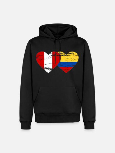 Pérou Colombie drapeau coeur utilisé - Sweat à capuche Premium bio Homme - noir