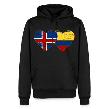 Islande Colombie drapeau coeur utilisé - Sweat à capuche Premium bio Homme - noir - Devant - Nico (187cm)