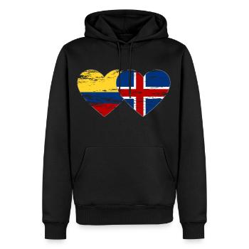 Colombie Islande drapeau coeur utilisé - Sweat à capuche Premium bio Homme - noir - Devant - Nico (187cm)