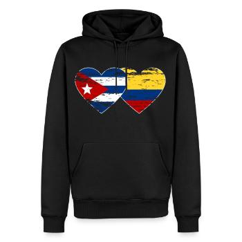 Cuba Colombie Drapeau Coeur Utilisé - Sweat à capuche Premium bio Homme - noir - Devant - Nico (187cm)