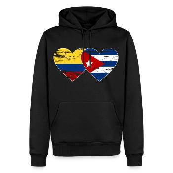 Colombie Cuba Drapeau Coeur utilisé - Sweat à capuche Premium bio Homme - noir - Devant - Nico (187cm)